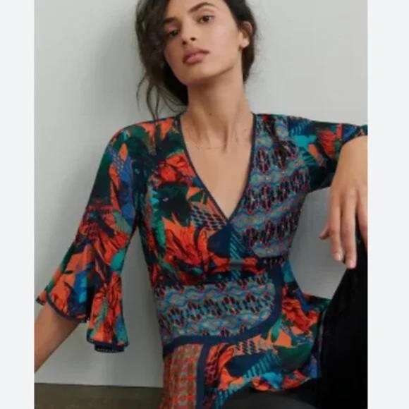 NEW Anthropologie Bhanuni By Jyoti Celestine Embellished Embroidered Boho Top S - Picture 1 of 12